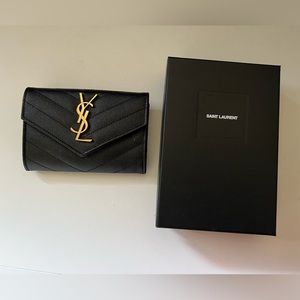 Yves Saint Laurent leather wallet box authentic card bag tag